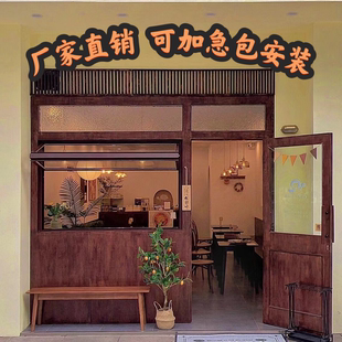 重庆实木原木上下折叠窗多扇推拉平移对开橱窗定制入户网红玻璃门