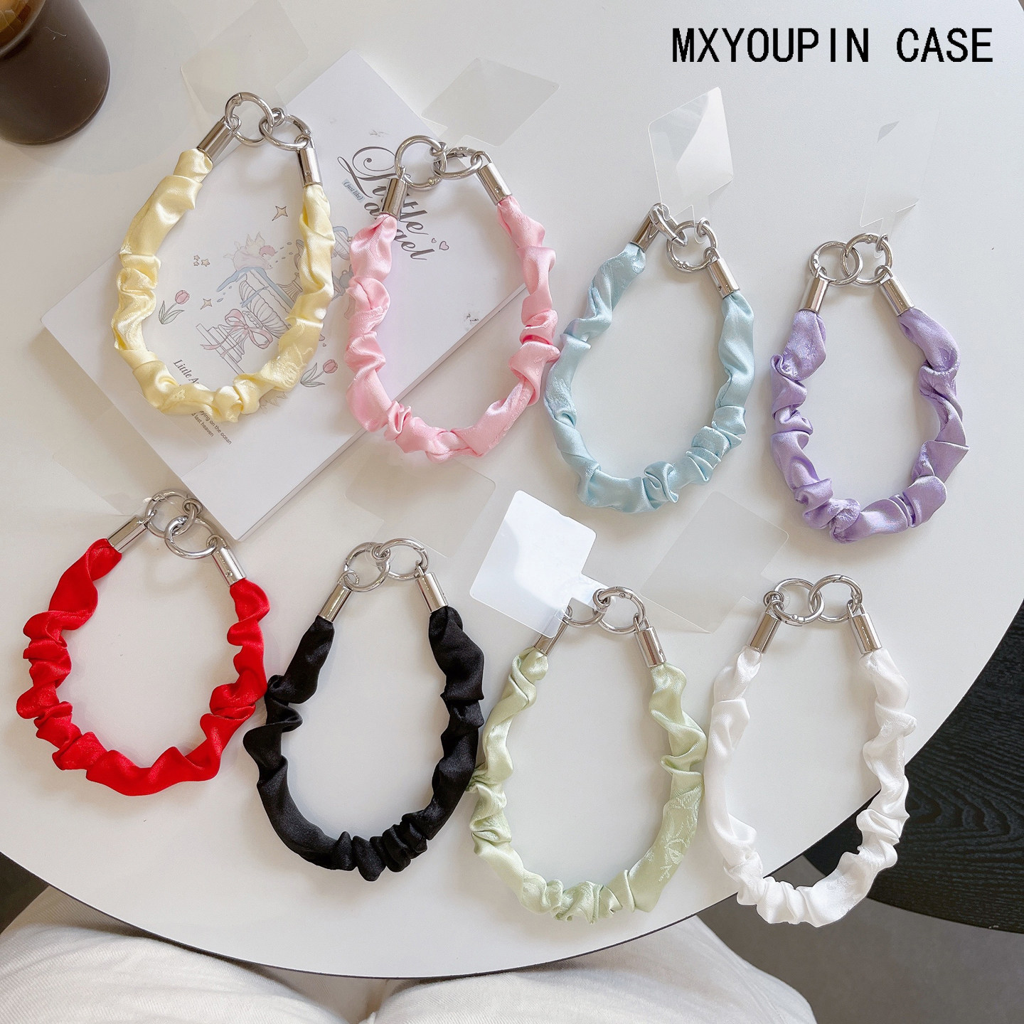 高级创意时尚褶皱丝绸手提挂链带夹片适用手机壳包包钥匙扣防丢女,3C数码配件,手机挂件/手机链,淘宝优惠券,粉丝福利购,淘宝优惠卷