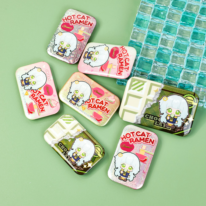 双闪烫金长方形吧唧定制