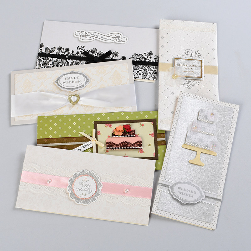 dreamday创意立体手工蝴蝶结婚礼贺卡 手写结婚祝福语 浪漫新婚卡