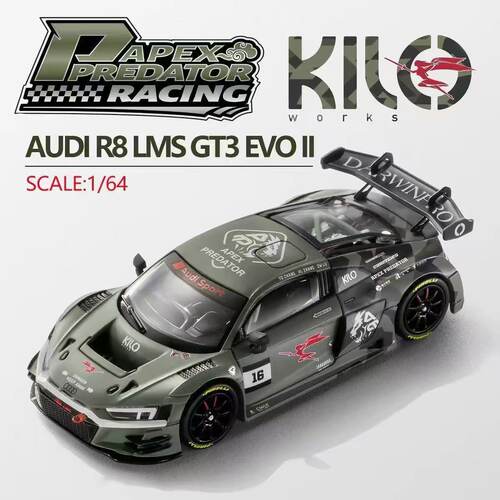 现货KILO Works 1:64合金车模 奥迪R8 LMS GT3 EVO2 达尔文女武神