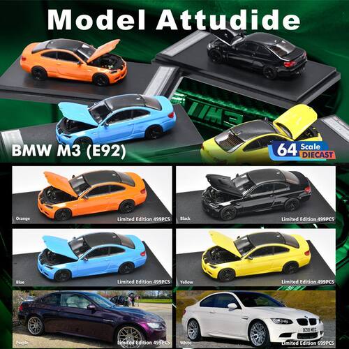Model Attudide MA 1:64宝马M3 E92双门跑车 开盖版 合金汽车模型