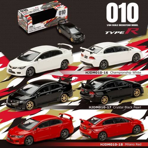 现货HJ 1:64 本田思域 无限MUGEN TYPE R RR FD2仿真合金汽车模型