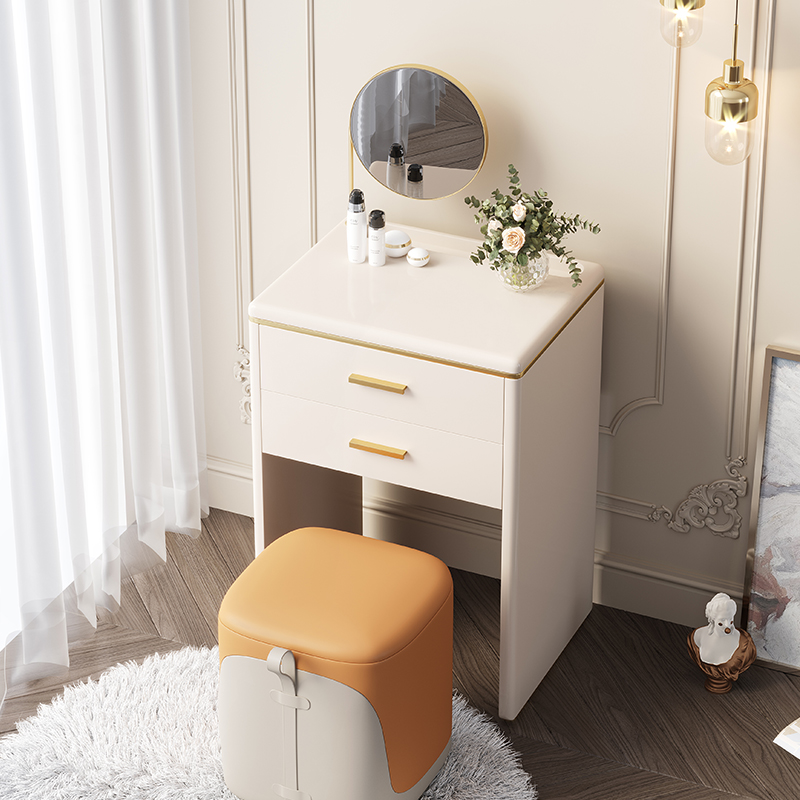 简约小户梳妆g台迷你主卧室轻奢高级感实木床头柜化妆台一体桌组