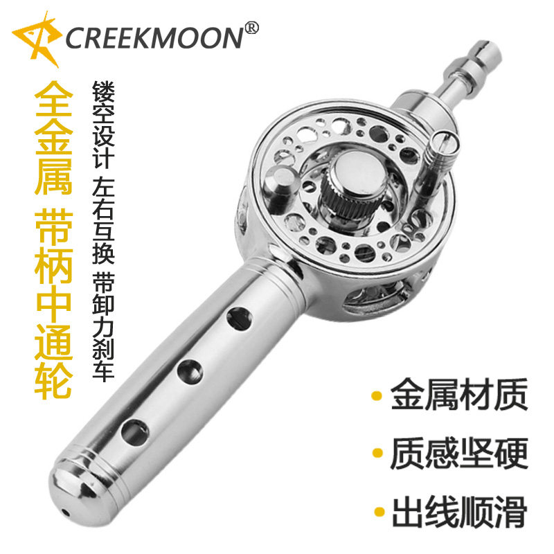 中通轮全金属配件不锈钢导环带刹车泄力内走线中通竿渔轮改装一体