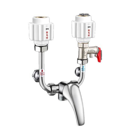 全铜电热水器混水阀配件大全U型明装冷热开关淋浴洗澡水龙头通用