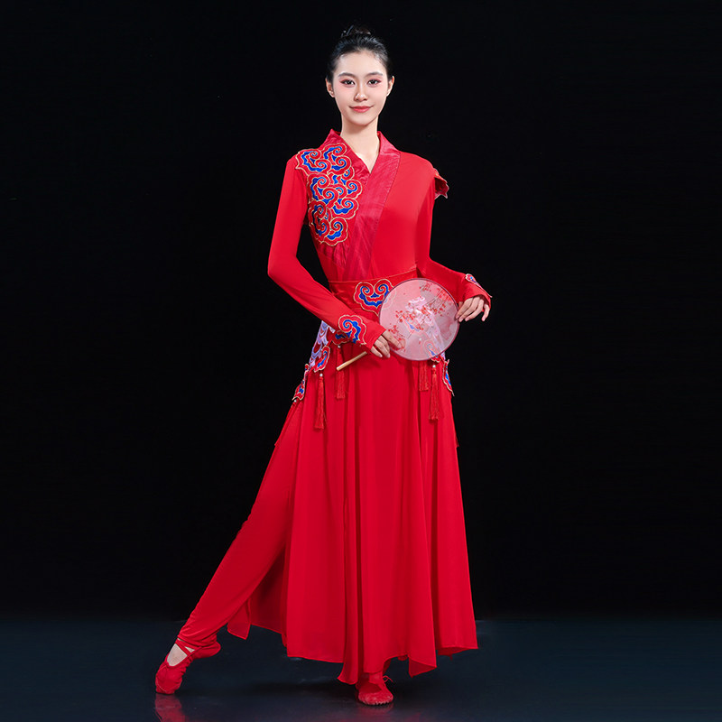 红色喜庆舞龙醒狮打鼓服中国风开场舞男女同款威风锣鼓演出服套装
