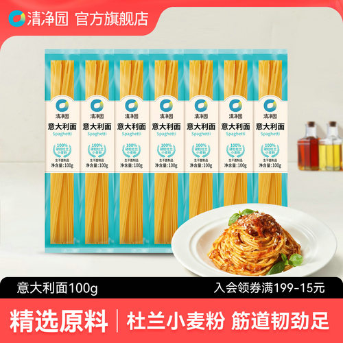 清净园意大利面100g非油炸面意式拌面意面小麦粉低脂家用方便速食