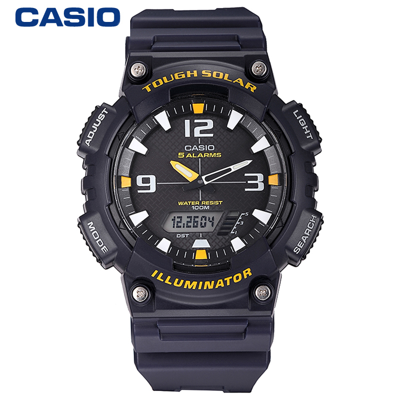 卡西欧手表男太阳能动力运动特种兵学生表男表双显casio aq-s810w