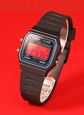 卡西欧电子表男女小方块a158小蓝圈CASIO F-105W学生闹钟手表f91w