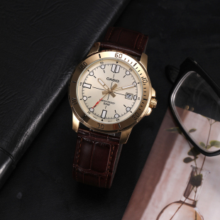 VD01G 石英手表MTP 休闲商务真皮防水品牌男士 Casio卡西欧经典