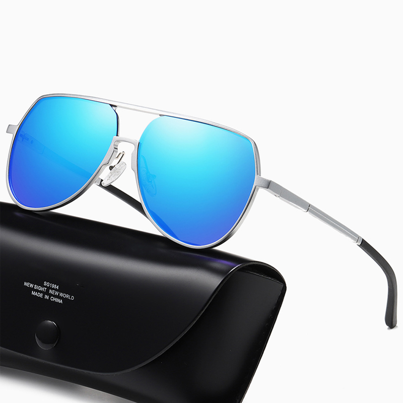 铝镁炫彩偏光太阳镜男时尚变色潮流墨镜双梁开车驾驶夜视蛤蟆眼镜