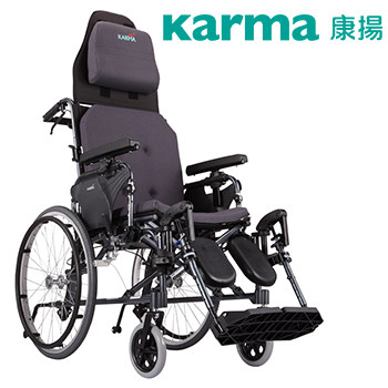 台湾康扬老人轮椅轻便折叠铝合金进口平躺全躺高靠背大轮KM5000.2