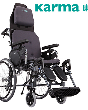 台湾康扬老人轮椅轻便折叠铝合金进口平躺全躺高靠背大轮KM5000.2