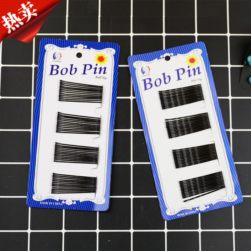 韩版Bob pin 黑色一字夹 头饰品细发夹小发针 钢丝边夹发卡顶夹