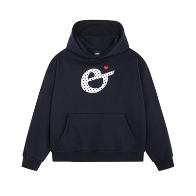 PFR AND波点e字母贴布刺绣卫衣秋冬季宽松休闲情侣连帽卫衣加绒潮