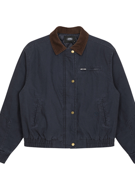 PFR AND灯芯绒翻领工装夹克 水洗做旧加棉外套美式复古底特律棉服