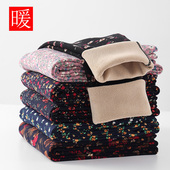 外穿花棉裤 中老年大码 秋冬 加绒中厚打底妈妈高腰保暖薄绒裤 女棉裤