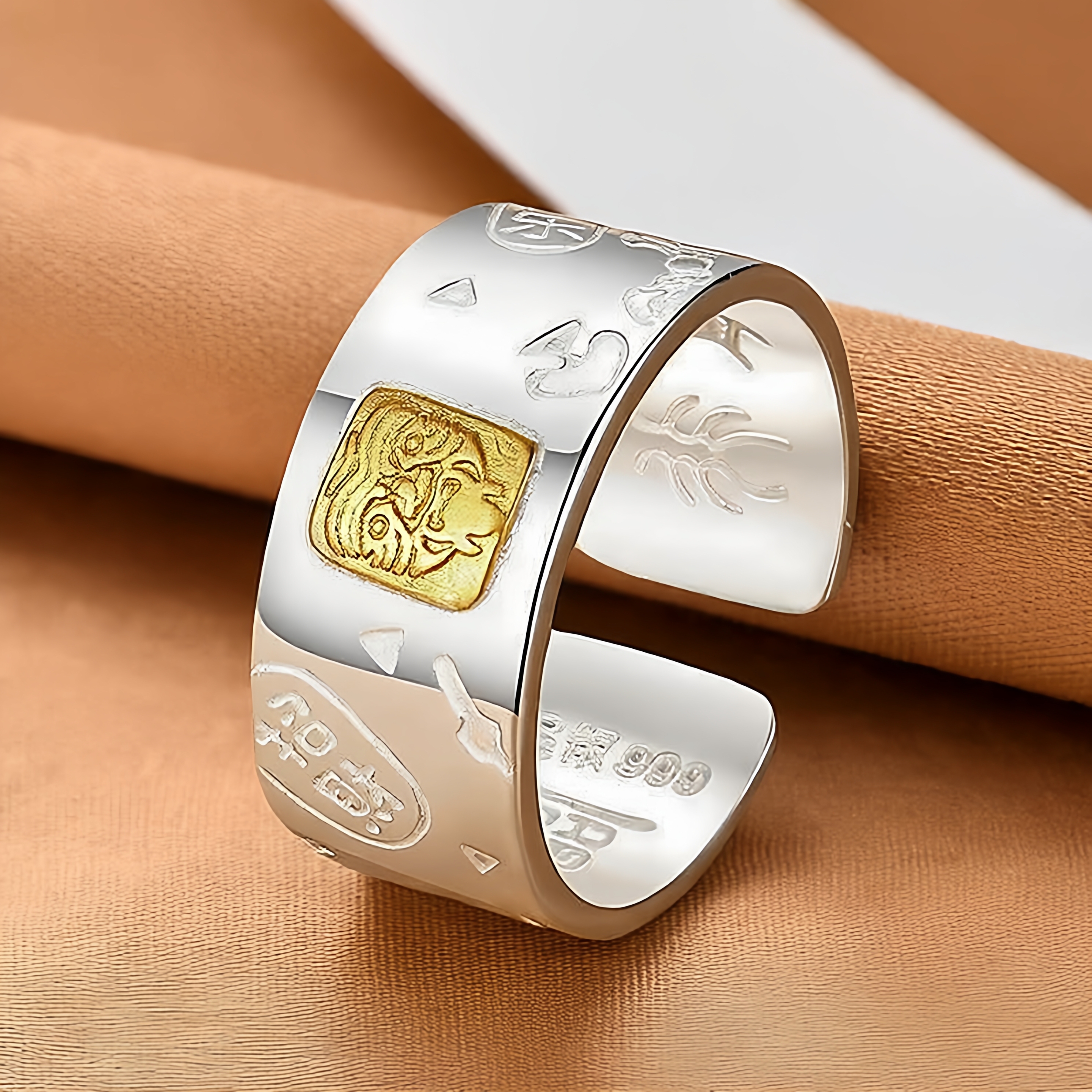 足银九字真言扎基拉姆转运男戒指