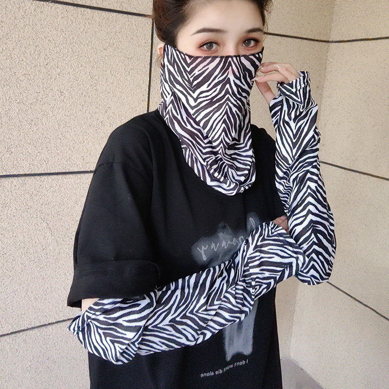 ICE SLEEVE WOMENS MASK ALL-MATCH SUNSCREEN VEIL HAND SLEEVES CUFFS HANGING EAR VEIL SCARF COVER FACE ICE SILK SUNSCREEN SLEEVE WOMEN