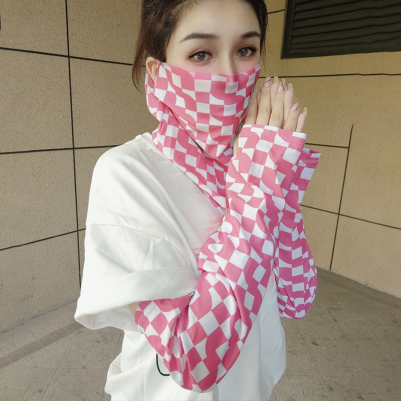 ICE SLEEVE WOMENS MASK ALL-MATCH SUNSCREEN VEIL HAND SLEEVES CUFFS HANGING EAR VEIL SCARF COVER FACE ICE SILK SUNSCREEN SLEEVE WOMEN
