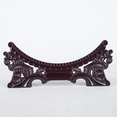 陶瓷装 饰盘龙架双龙头展示支架摆设挂盘摆件木质底座圆盘子木托架