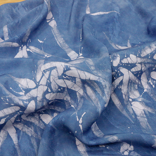 贵州苗族蜡蓝染 满分真丝提花布料 汉服旗袍连衣裙设计师面料
