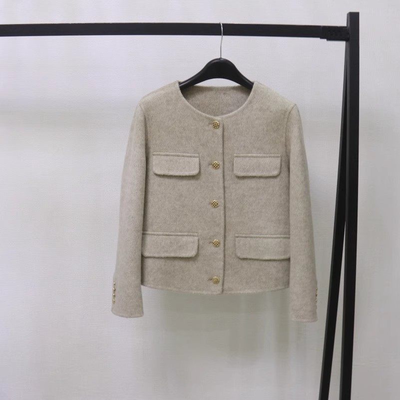 高端气质粉色双面羊毛大衣女2025年春秋冬新款小香风宽松毛呢外套,女装/女士精品,毛呢外套,淘宝优惠券,粉丝福利购,淘宝优惠卷