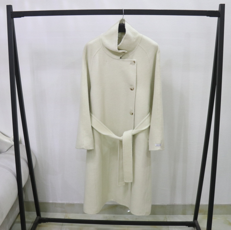 羊毛呢大衣双面羊绒系腰带外套