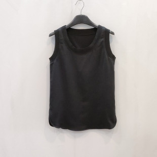 显瘦丝滑圆领无袖 仿真丝绸缎光泽背心女修身 上衣 夏季 欧美出口单