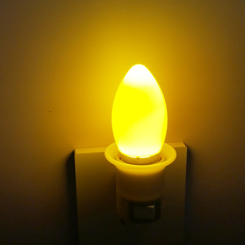 LED插电灯黄光室内卧室卫生间直插小黄灯节能省电小夜灯E27黄灯泡