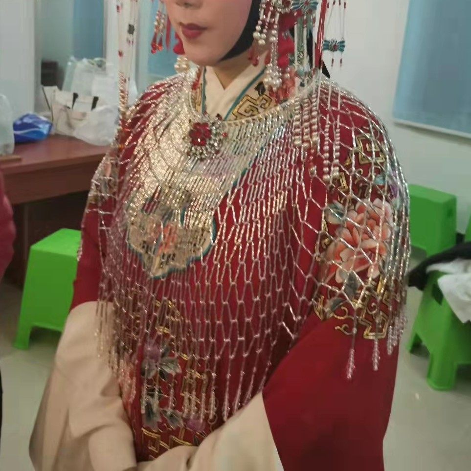 戏曲舞台珍珠衫云肩侉子红娘天女散花玻璃管云肩