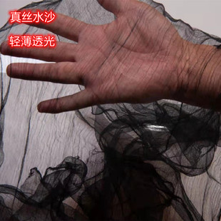 戏娃娃戏曲包头水纱包头纱黑纱真丝水纱勒头纱蚕丝水沙干纱正龙青