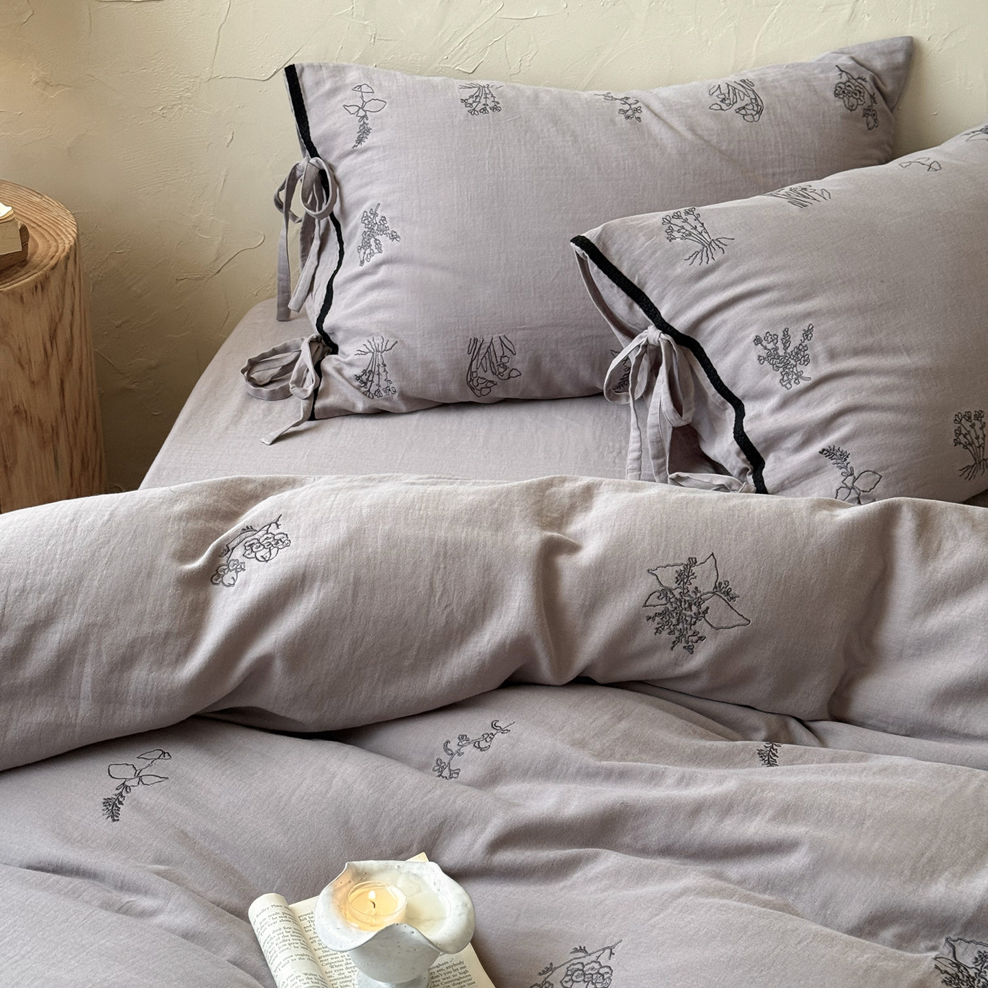 优丝雅全棉双层纱长绒棉四件套刺绣被套纯棉紫色床单床上用品1.8,床上用品,床品套件/四件套/多件套,淘宝优惠券,粉丝福利购,淘宝优惠卷