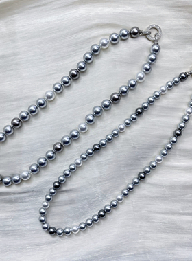 深色随意混彩项链双边圆盘扣约47厘米