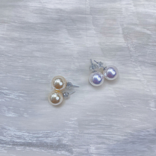 S925银针12mm炫彩极光施家珠素耳钉