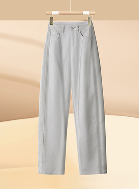 爆款女装灰白色窄版弯刀牛仔裤女秋季2025新款高腰时尚休闲香蕉裤