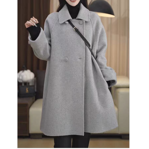 爆款女装韩版双面羊毛大衣女中长款小个子2025年毛呢外套高级感