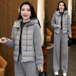 套装 休闲时尚 显瘦极简风冬季 短款 加绒运动两件套 爆款 棉衣韩版 女装
