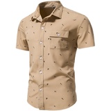 欧码男士时尚商务沙滩短袖衬衫工装印花弹性垂感1815-DC04-F35，男装T恤，星座1815