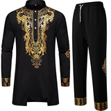 欧美新款男士民族风长袍套装套装长袖1815-TZ10-F90，男装民族服装，星座1815