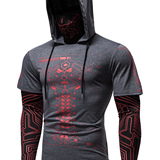 外贸男士几何图案印花口罩连帽T恤衫 1815-G20-P50,男装T恤,星座1815, 外贸男士几何图案印花口罩连帽T恤衫 1815-G20-P50,男装T恤,星座1815,