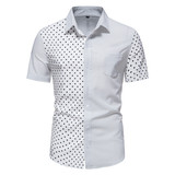欧码男士时尚商务沙滩短袖衬衫波点拼印花垂感1815-DC09-F35，男装T恤，星座1815