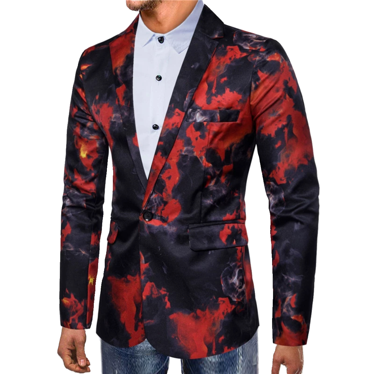 外贸男士一粒扣火焰印花西装礼服演出服1815-X976-F75,男装西服套装,星座1815
