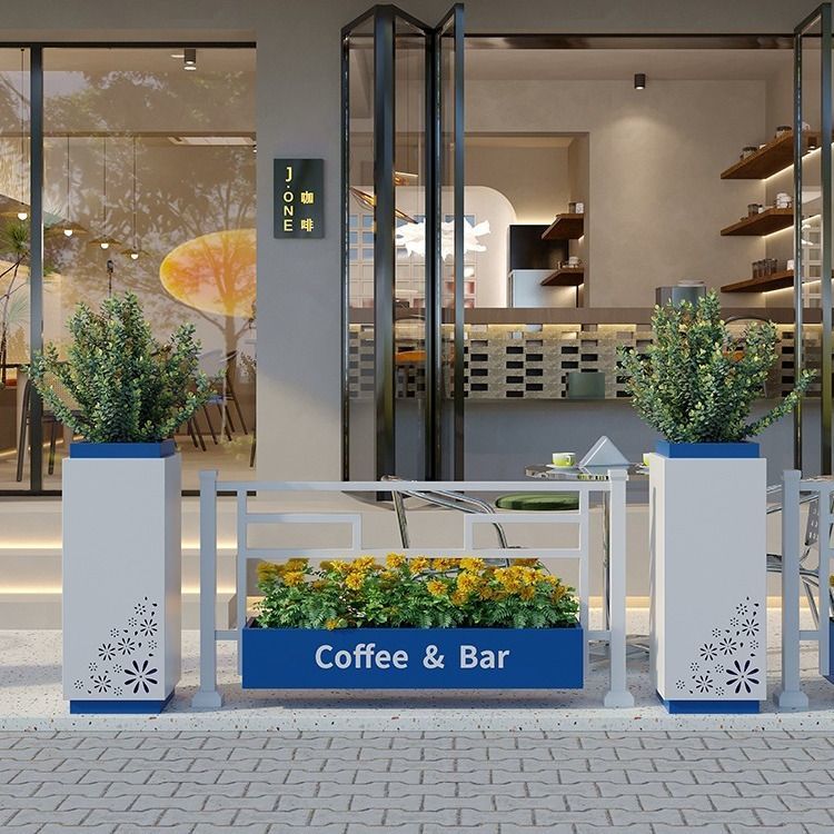 户外花箱太阳能发光花槽餐厅奶茶店长方形灯箱花坛隔断阳台围栏