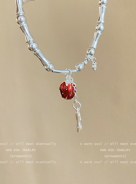 红色草莓手链女圆珠个性手串