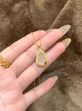 仿玉髓葫芦项链女2025新款爆款新中式国风锁骨链高级感颈链