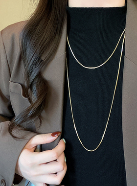 长款双层叠戴蛇骨项链女毛衣链2026新款轻奢锁骨链配饰时尚高级感