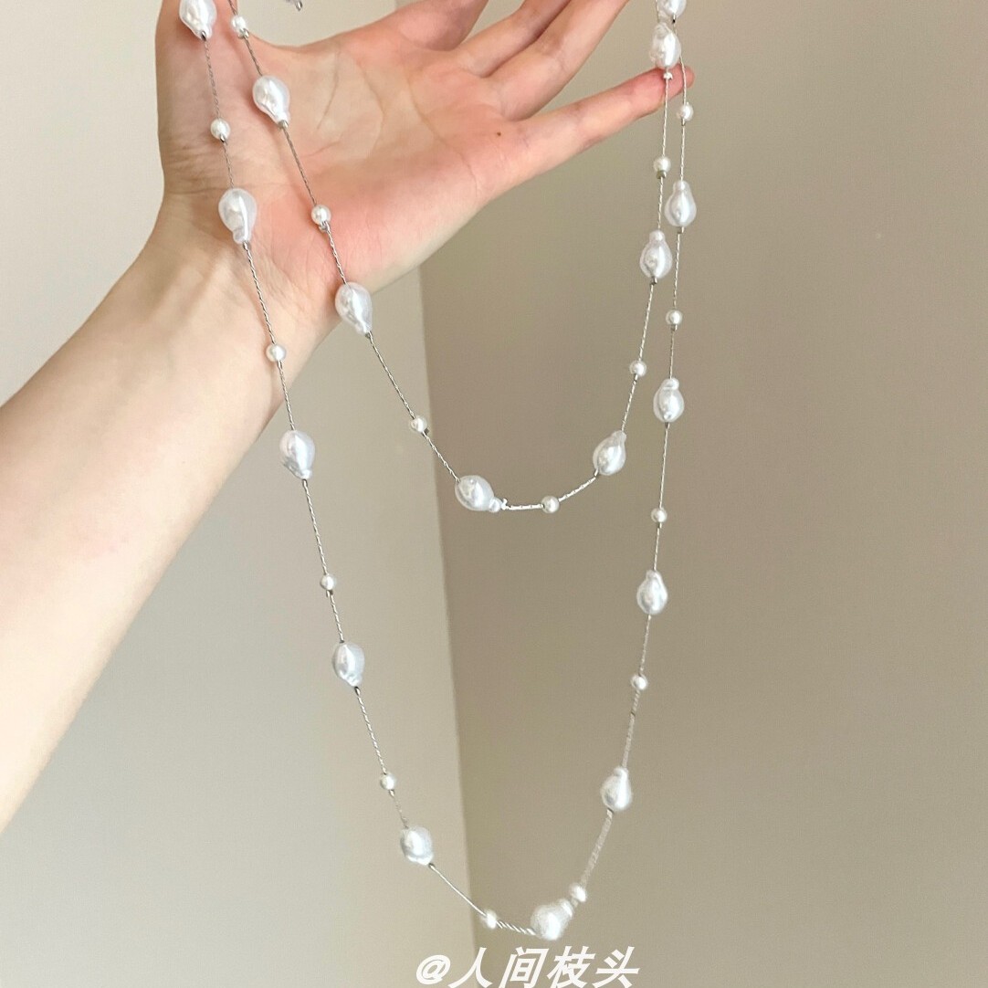 一款多戴 巴洛克风不规则珍珠多层叠戴项链女气质轻奢小众长颈链
