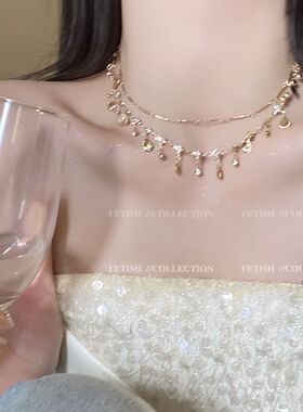 绝美流苏贝壳锆石项链女2025新款轻奢小众高级锁骨链气质颈链配饰